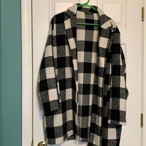 Shein open front plaid jacket
